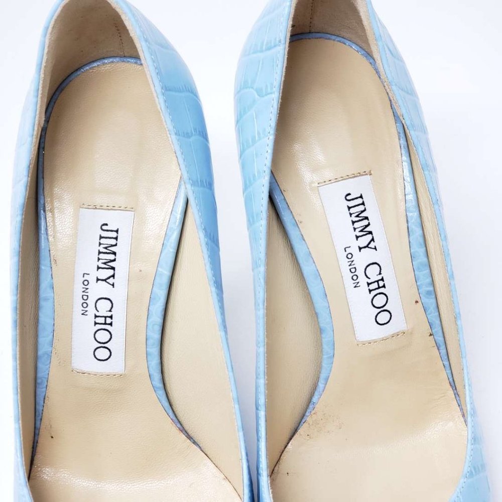 Jimmy Choo Pumpus Light Blue Leather High Heel - Picture 8 of 9